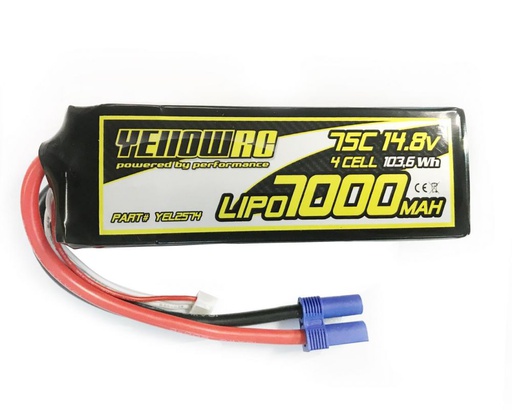 [ YEL2574 ] Yellow RC Lipo Batterij 14,8V 7000MAH 75C EC5 connector