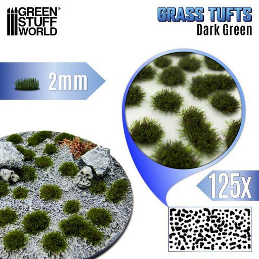 [ GSW12946 ] Green stuff world Static Grass Tufts 2 mm - Dark Green