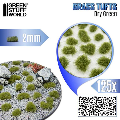 [ GSW12947 ] Green stuff world Static Grass Tufts 2 mm - Dry Green