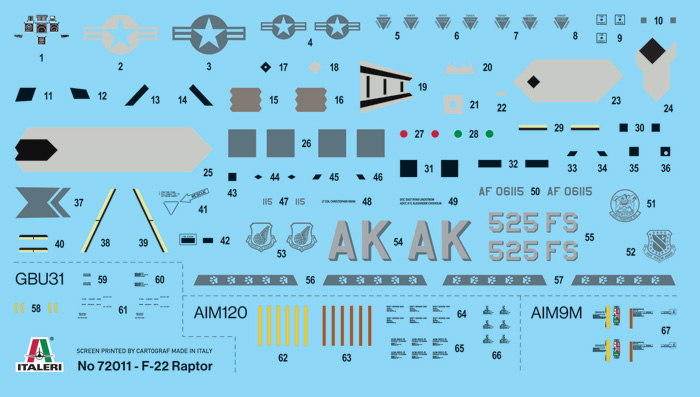 [ ITA-72011 ] Italeri F-22 Raptor - Complete Set For Modeling 1/72