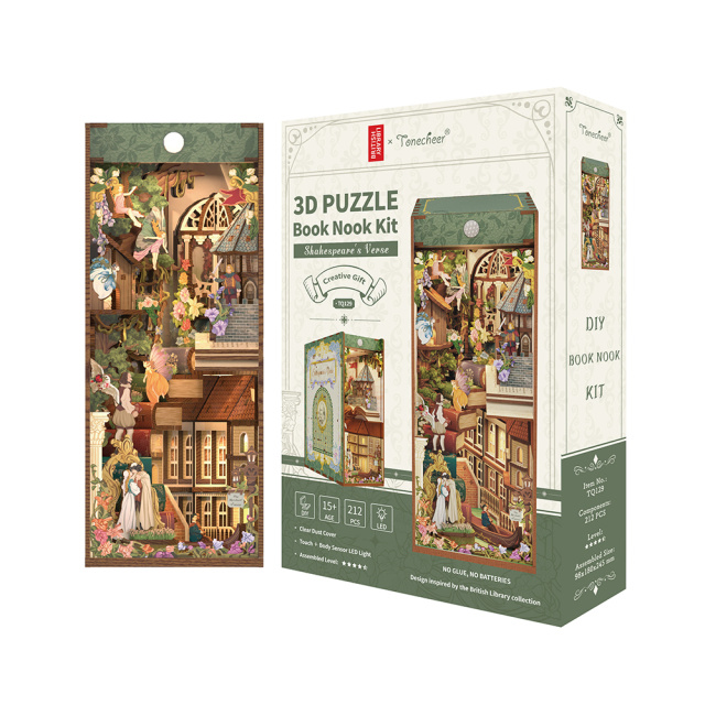 [ TONETQ129 ] Tonecheer 3D Puzzle Book Nook Kit &quot;Shakespeare's Verse&quot; DIY