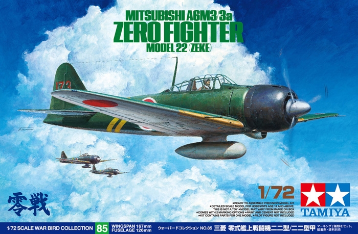 [ T60785 ] Tamiya 1/72 A6M3/3a Zero Model 22 (Zeke)