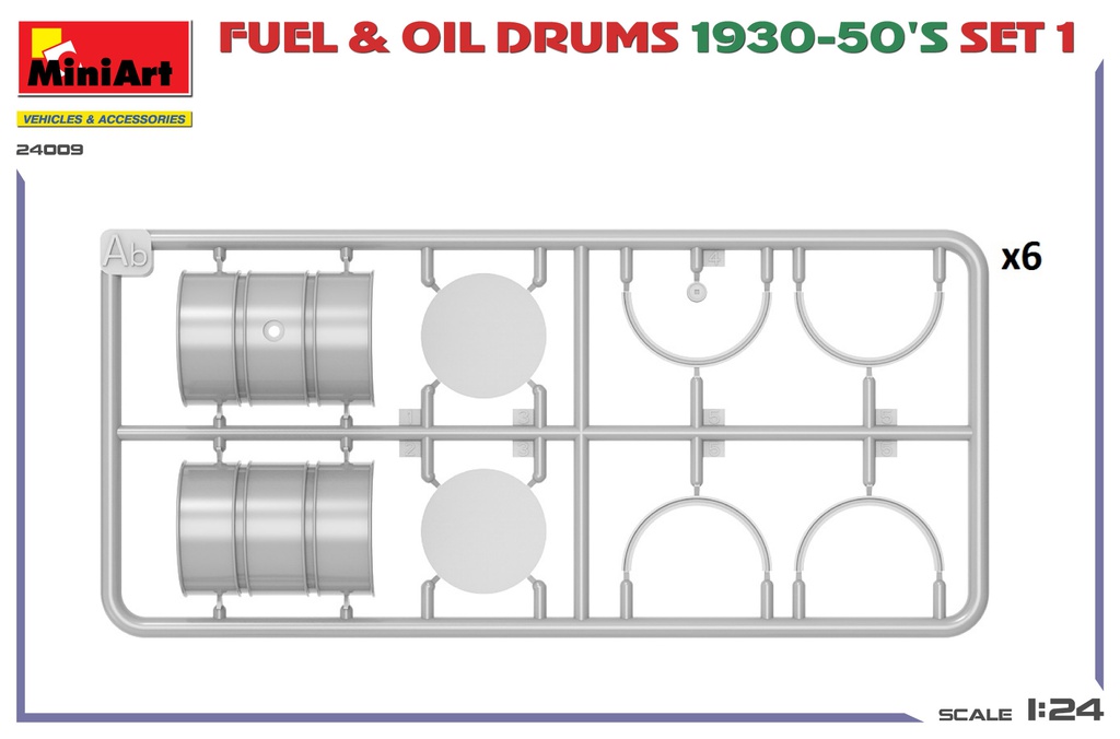 [ MINIART24009 ] Miniart Fuel &amp; Oil Drums 1930-50's Set 1 1/24