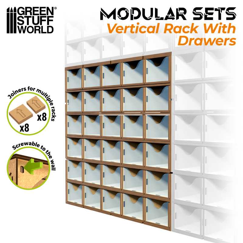 [ GSW12808 ] Green Stuff World Modular Set Vertical Rack With Drawers