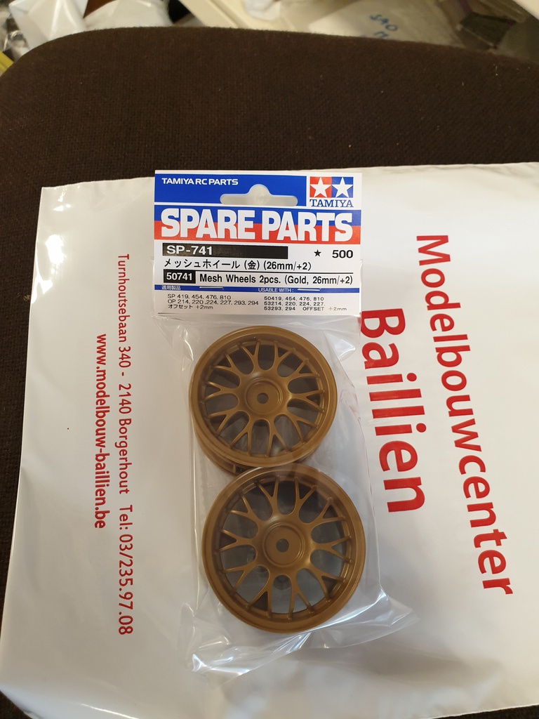 [ T50741 ] Tamiya Porsche GT1 front wheels  26mm  Gold  offset+2