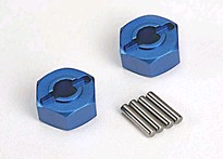 [ TRX-1654X ] Traxxas Wheel hubs, hex (blue-anodized, lightweight aluminum) (2)/ axle pins(2) -TRX1654X
