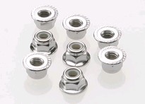 [ TRX-3647 ] Traxxas Nuts, 4mm flanged nylon locking (steel, serrated) (8) 