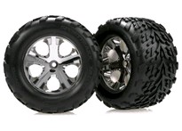 [ TRX-3669 ] Traxxas Tires &amp; wheels, assembled, glued (2.8&quot;) (All-Star chrome wheels, Talon tires, foam inserts) (nitro rear/ electric front) (2) -TRX3669 