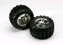 [ TRX-5174R ] Traxxas Tires &amp; wheels, assembled, glued (SS (Split Spoke) chrome wheels, Talon tires, foam inserts) (2) (use w/17mm splined wheel hubs &amp; nuts, part #5353X) -TRX5174R