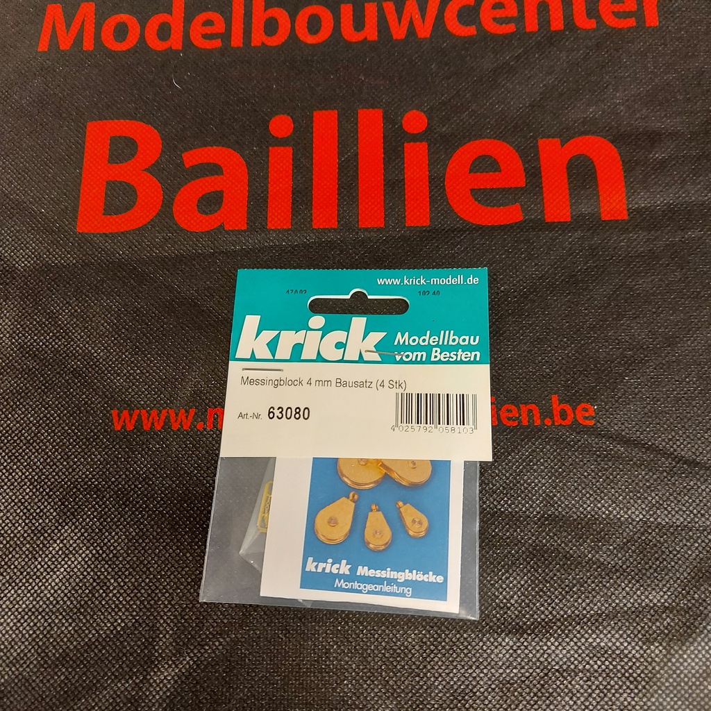 [ KR63080 ] krick messing katrollen 4 mm 2st