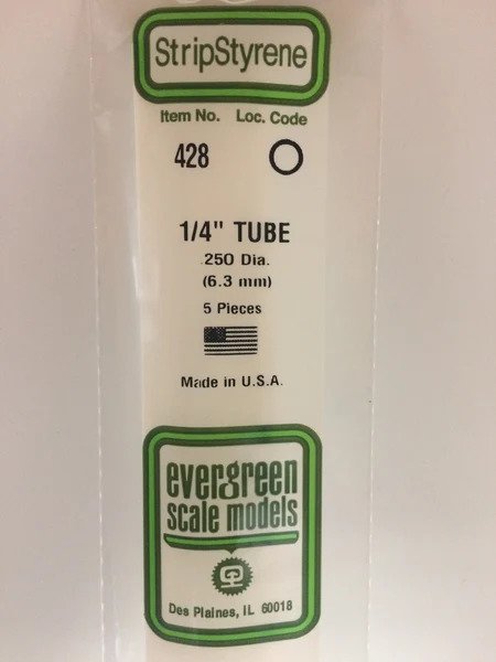 [ EG428 ] Evergreen styrene  Buis 610 x  6,3 mm (5p.)