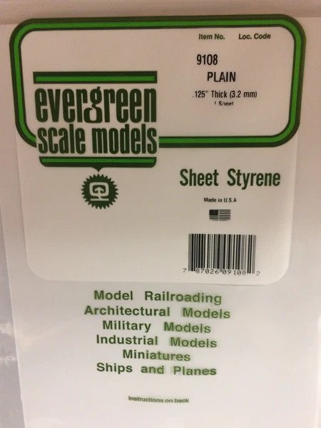 [ EG9108 ] Evergreen styrene plaat 3.2 mm  20x53cm 1pcs