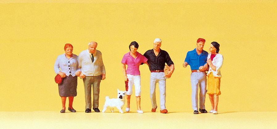 [ PRE10527 ] Preiser 3 couples et chien 1/87 HO