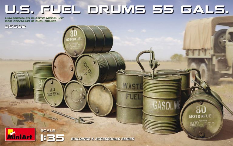 [ MINIART35592 ] Miniart U.S.Fuel drums 55 gals 1/35