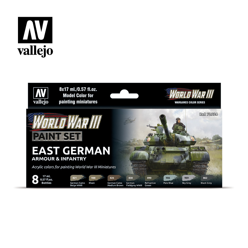[ VAL70224 ] Vallejo WWIII paint set East german armour &amp; infantry (8x17ml)
