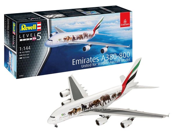 [ RE03882 ] Revell Airbus A380-800 Emirates &quot;united for wildlife aircraft model&quot;  1/144