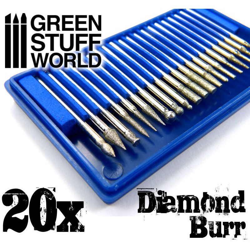 [ GSW8436554364466 ] Green stuff world diamond burr set - 20 pcs