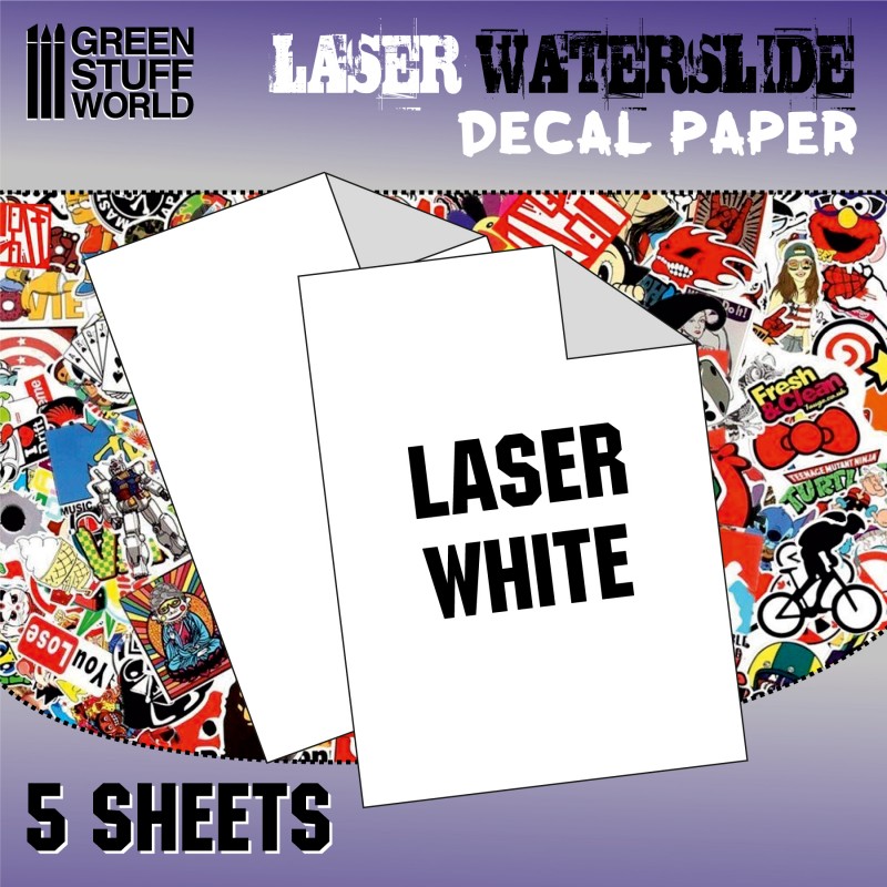 [ GSW10069 ] Green stuff world waterslide decal (A4 white x 5) Laser printer