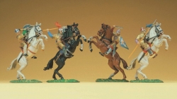 [ PRE51047 ] Preiser Noorman te paard (wit) met zwaard en schild 1/25