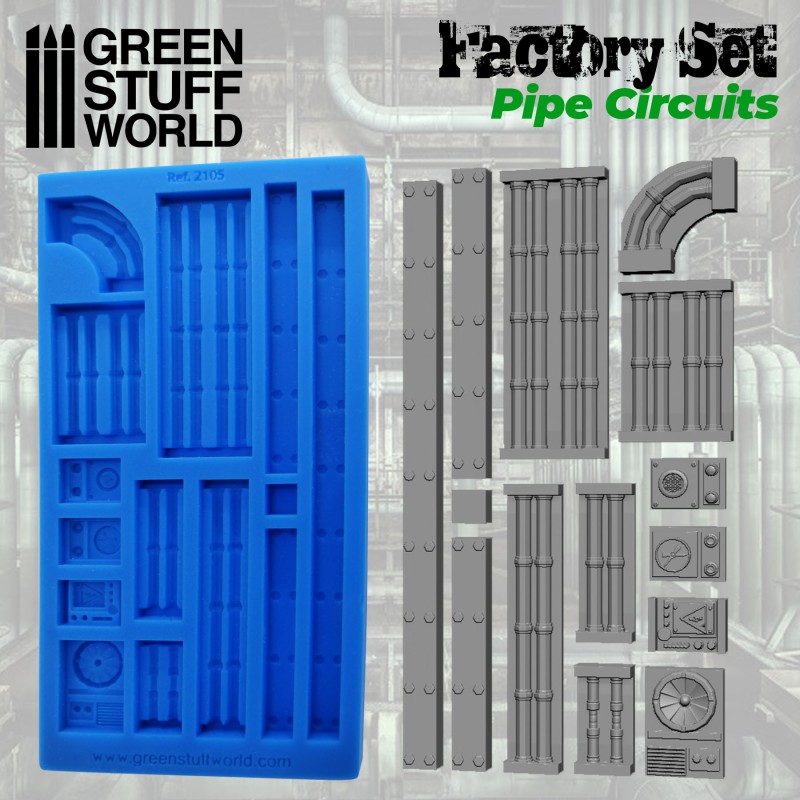 [ GSW2105 ] Green stuff world Silicone Molds - Pipe Circuits