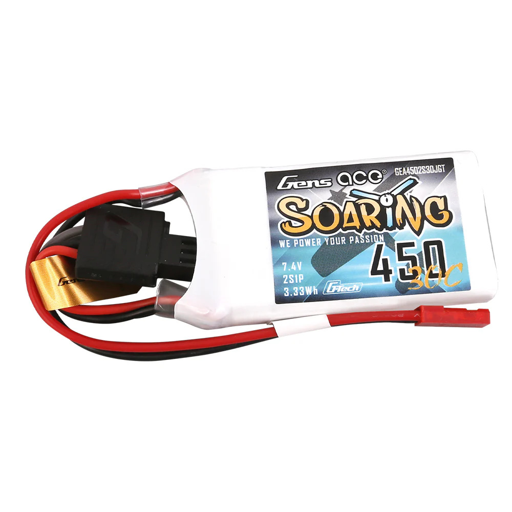 [ GEA4502S30JGT ] Gens ace G-tech Soaring 450mAh 7.4V 30C 2S1P Lipo Battery Pack with JST-SYP Plug 