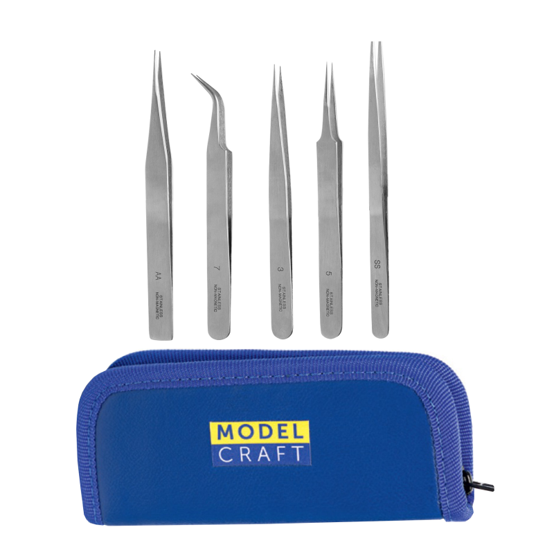 [ JRSHPTW2185/S ] Shesto Set of 5 Stainless set pincetten / Steel Tweezers