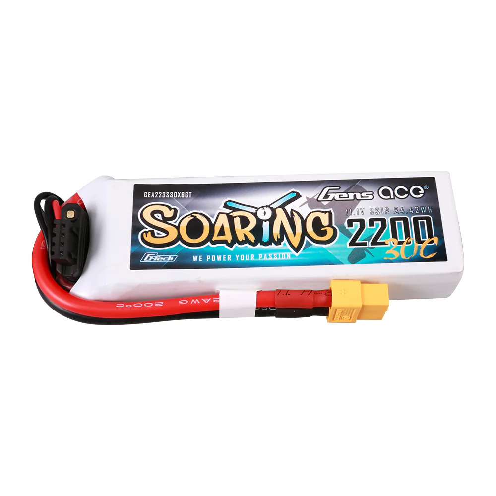 [ GEA223S30X6GT ] Gens ace G-tech soaring 2200Mah 11.1V 30C 3s1p lipo battery with XT-60 connector