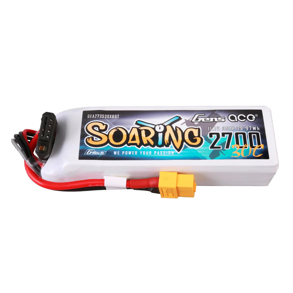 [ GEA273S30X6GT ] Gens ace G-tech Soaring 2700mAh 11.1V 30C 3S1P LiPo Battery Pack with XT-60