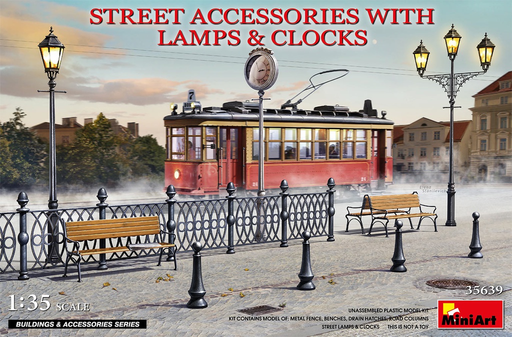 [ MINIART35639 ] Miniart Street Accessories With Lamps &amp; Clocks 1/35