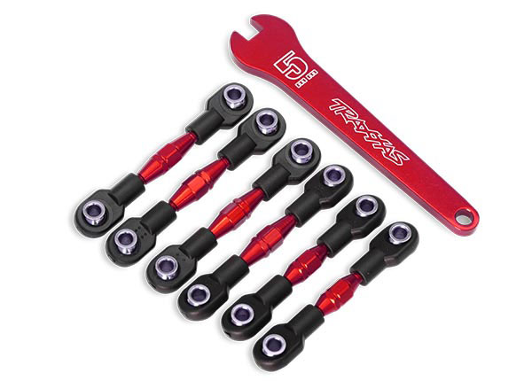 [ TRX-8341R ] Traxxas Turnbuckles, aluminum (red-anodized), camber links, 32mm (front) (2)/ camber links, 28mm (rear) (2)/ toe links, 34mm (2)/ aluminum wrench - TRX8341R