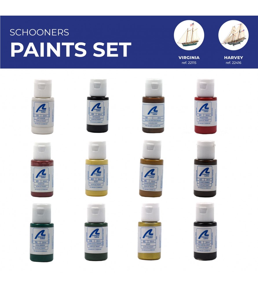 [ AL277PACK21 ] Artesania latina paint set schooners (o.a.Virginia)