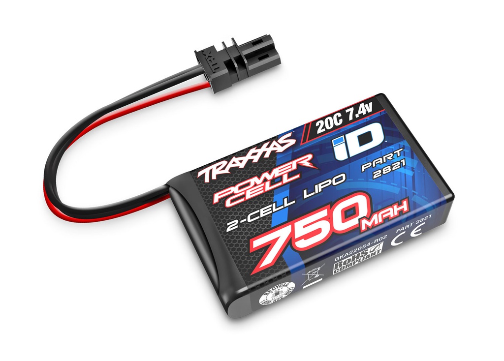 [ TRX-2821 ] Traxxas  750mAh 7.4V 2-Cell 20C LiPo Battery - trx2821 - PROMO normaal € 19.95