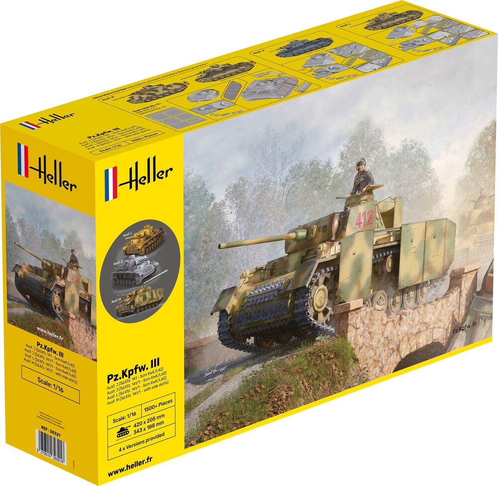 [ HE30321 ] Heller PZ.KPFW.III AUSF. J,L,M (4IN1) 1/16