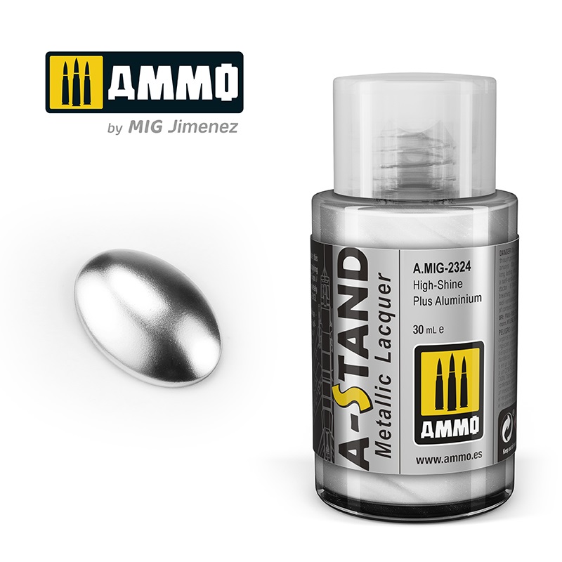 [ MIG2324 ] AMMO A-STAND HIGH-SHINE PLUS ALUMINIUM 30ML JAR