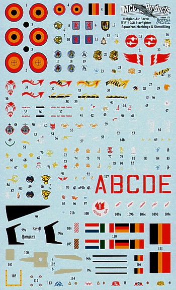 [ DACODCD7264 ] F-104G starfighter squadron markings &amp; stencilling 1/72