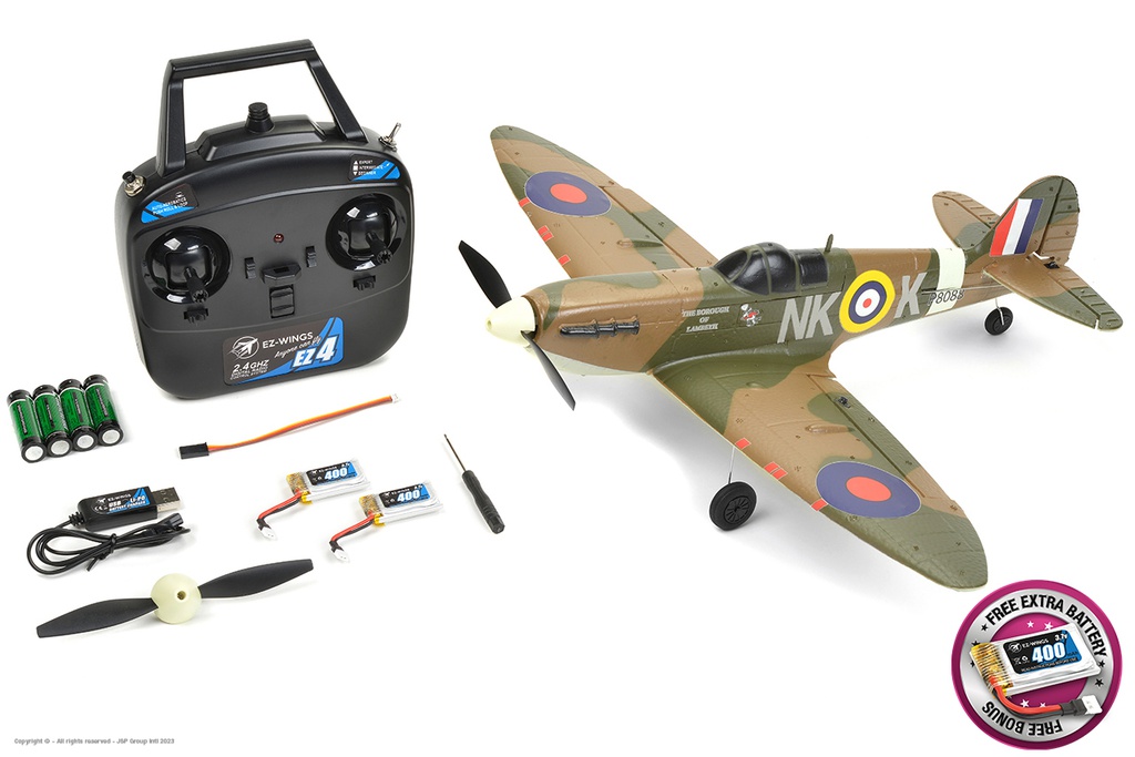 [ PROEZ-025 ] EZ-Wings - Mini Spitfire MK II - RTF - 450mm - 1+1 Li-Po Battery - USB Charger