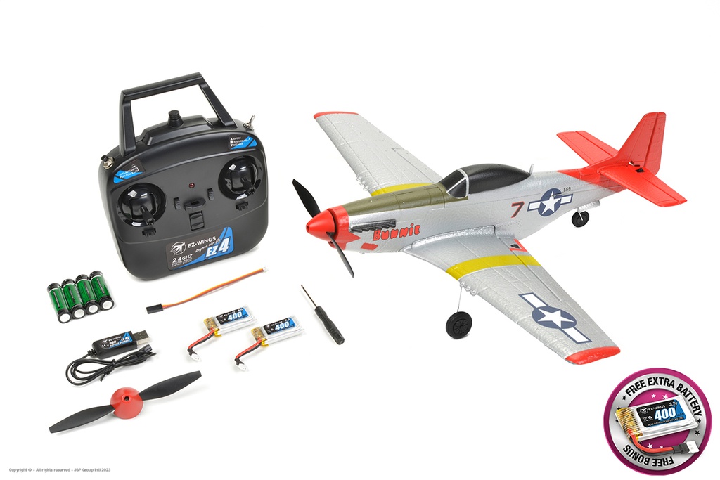 [ PROEZ-028 ] EZ-Wings - Mini P-51 Mustang - RTF - 450mm - 1+1 Li-Po Battery - USB Charger