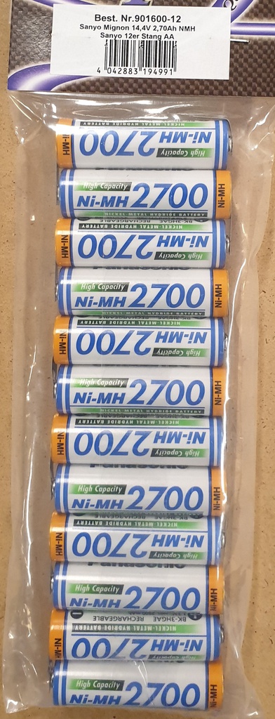 [ CA901600-12 ] Sanyo Mignon 14.4V - 2700mAh - NIMH - AA