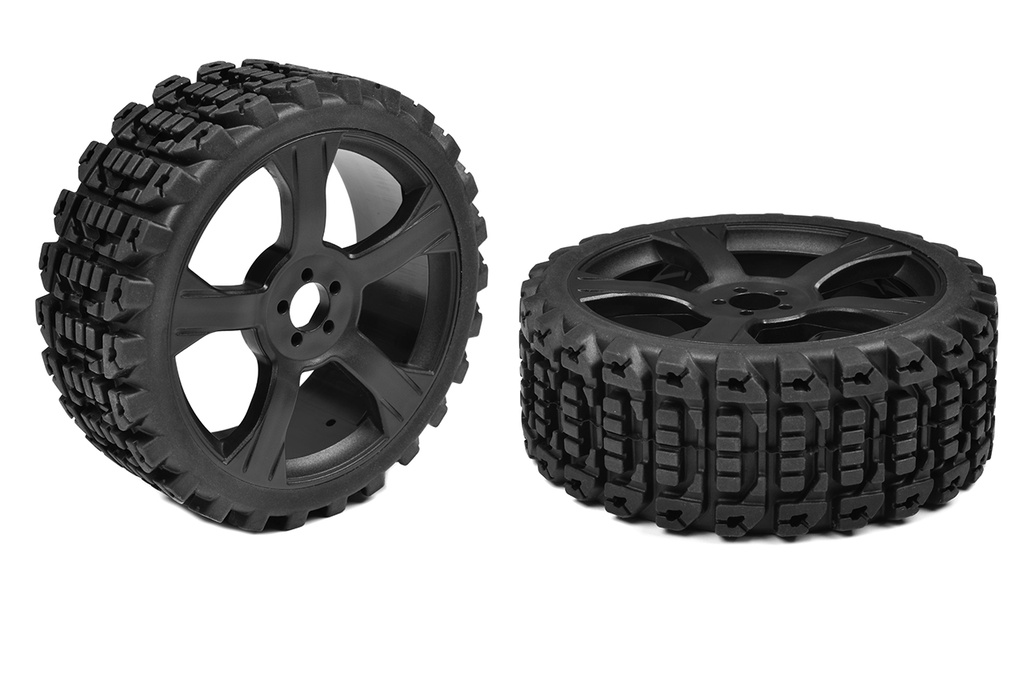 [ PROC-00180-611 ] Team Corally - Off-Road 1/8 Buggy Tires - Xprit - Low Profile - Glued on Black Rims - 1 pair