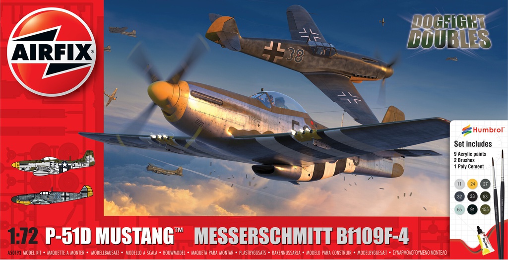 [ AIRA50193 ] Airfix P-51D Mustang Messerschmitt Bf109F-4 1/72