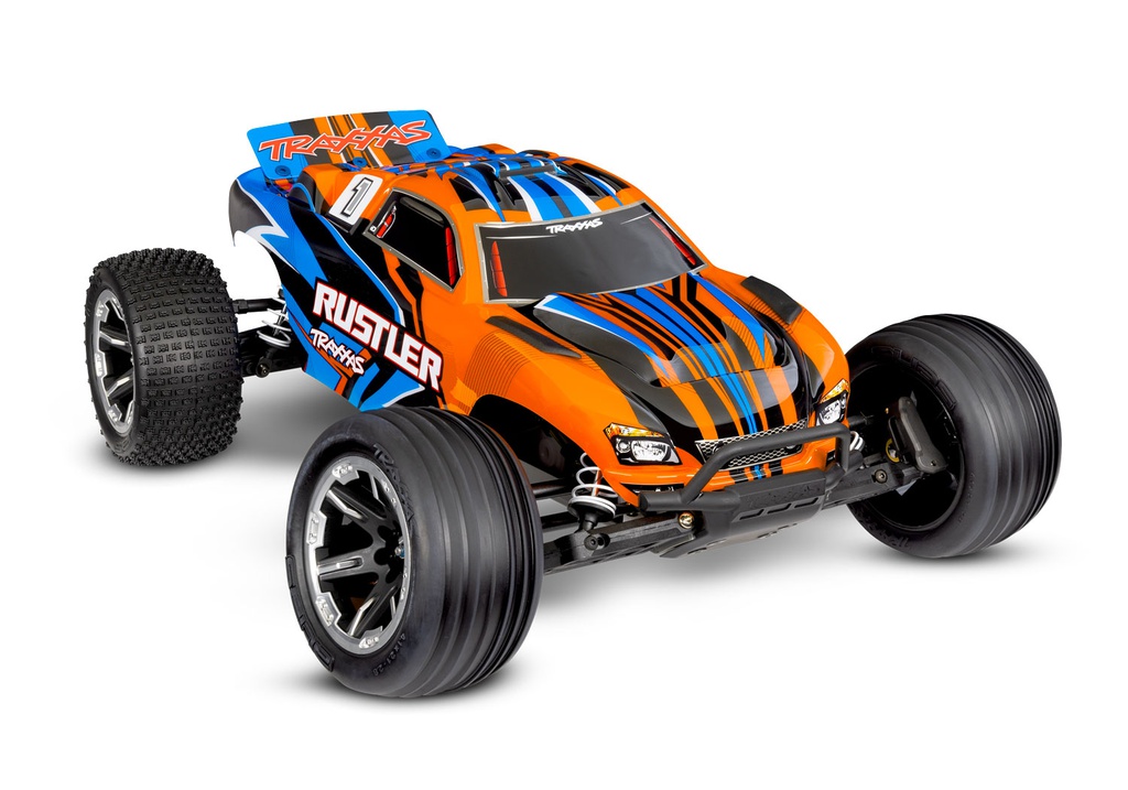 [ TRX-37254-8ORNG ] Traxxas Rustler 2wd Brushed HD incl battery &amp; USB-C charger - Orange- TRX37254-8ORNG