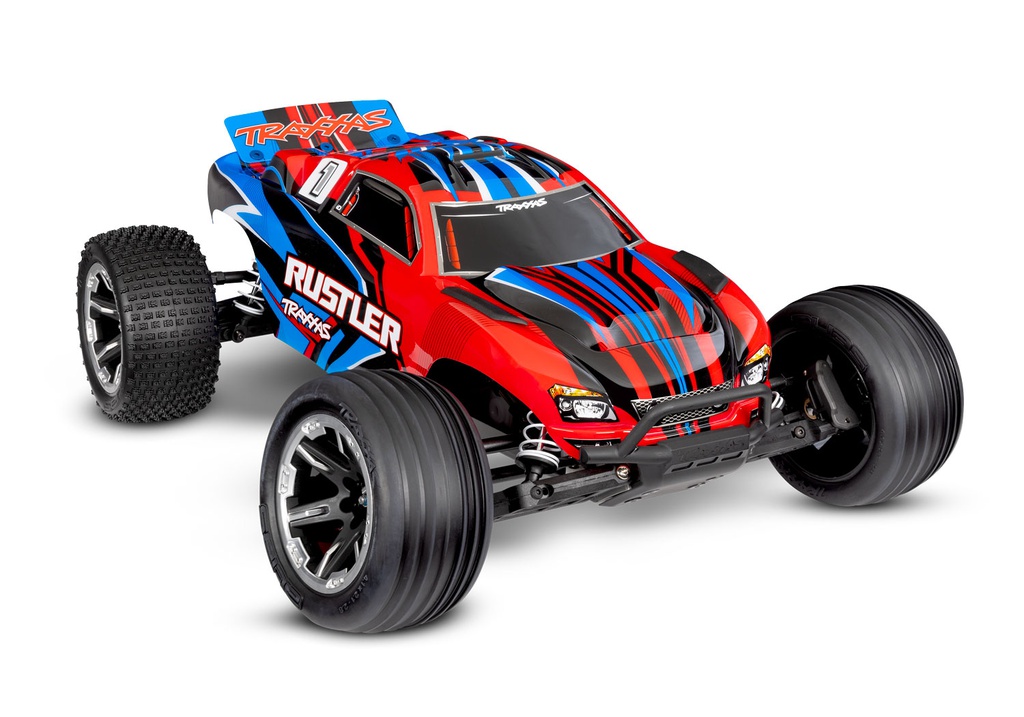 [ TRX-37254-8RED ] Traxxas Rustler 2wd Brushed HD incl battery &amp; USB-C charger - Red- TRX37254-8RED