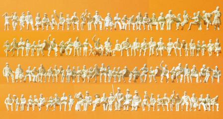 [ PR16328 ] Preiser 120  seated persons unpainted figures   1/87