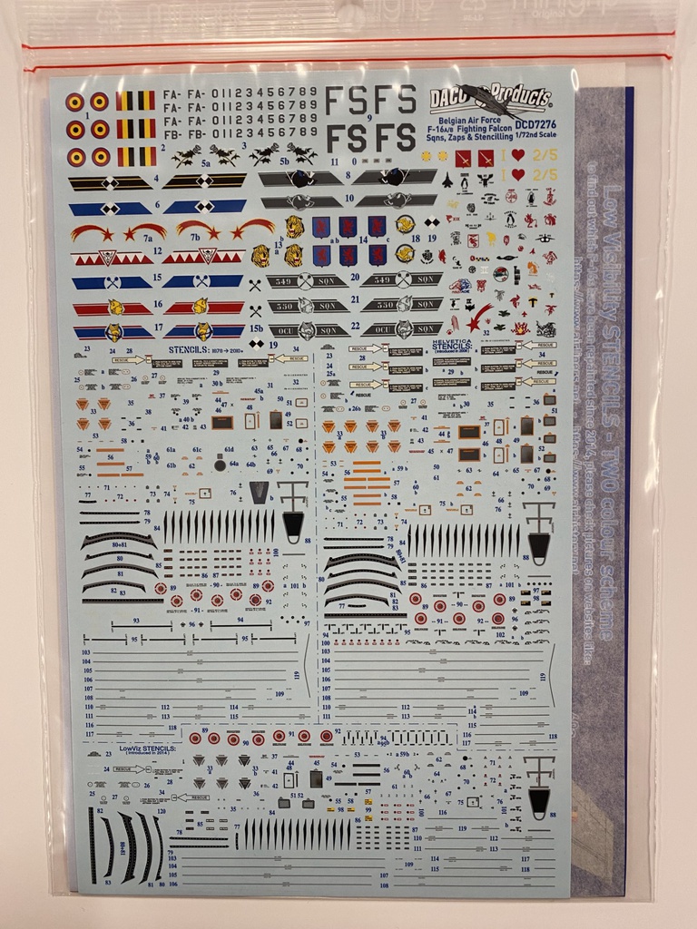 [ DACODCD7276 ] Daco Products F16A/B (MLU) 1980-90's Squadron markings, Stencilling &amp; Zappings