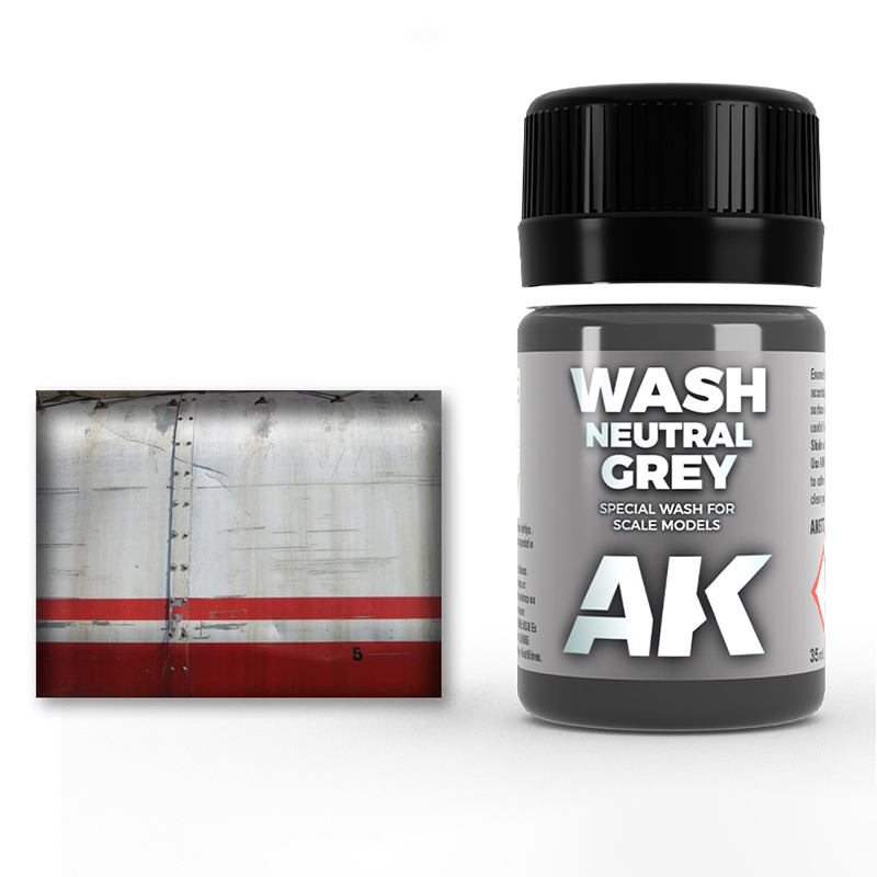 [ AK677 ] Ak-interactive Enamel effects NEUTRAL GREY FOR WHITE/BLACK WASH