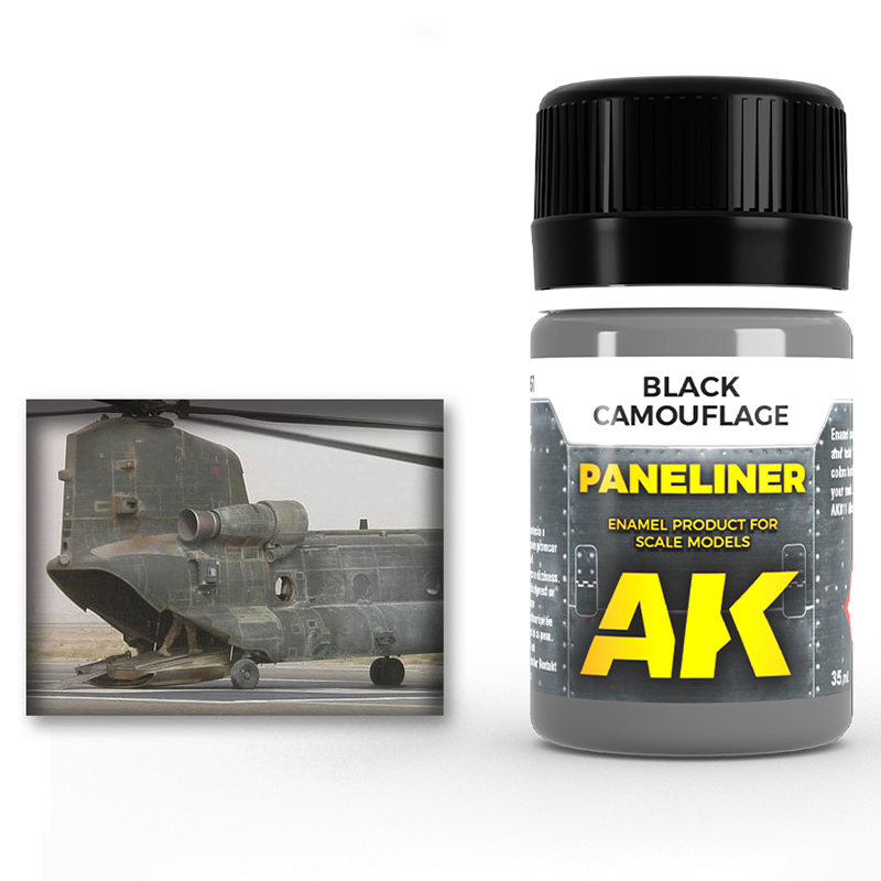 [ AK2075 ] Ak-interactive Enamel Air Weathering Paneliner for black camouflage 35ml 