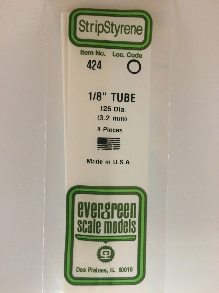 [ EG424 ] Evergreen styrene buis 1/8&quot;  3.2x610mm 8 pcs