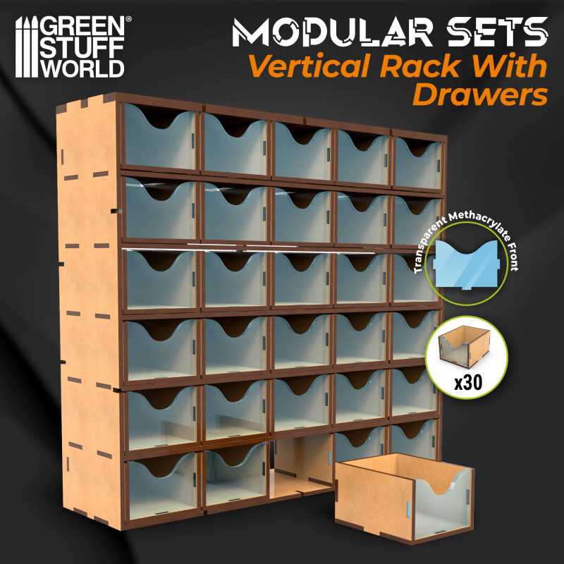 [ GSW12808 ] Green Stuff World Modular Set Vertical Rack With Drawers