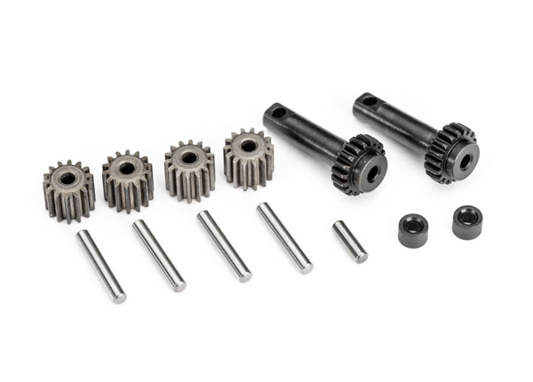 [ TRX-10782 ] Traxxas Gear set, differential (output gears (2), output gear shaft (1), planetary gears (4), planetary gear shafts (4), differential spacers (2)) trx10782