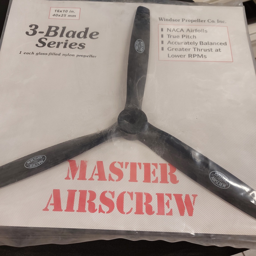 [ MASTERAIRSCREW16X10 ] 3-Blade propeller 16X10&quot; / 40x25mm